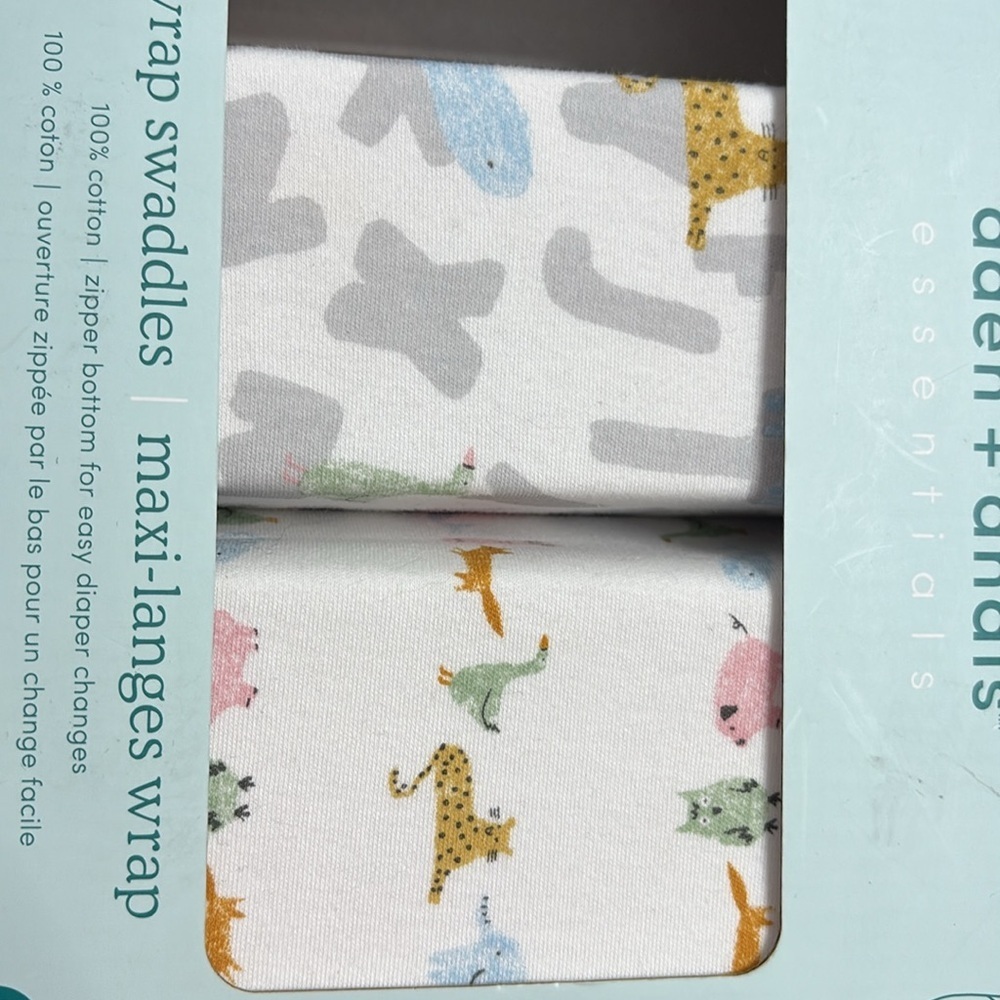 Aden + Anais Essentials Baby Wrap Swaddles 2 Pack 0-3 Months NEW